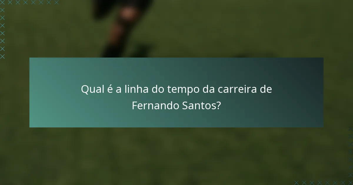 Qual é a linha do tempo da carreira de Fernando Santos?